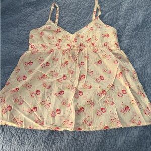 GAP Size 18 Cream Cami with Pink Floral Print